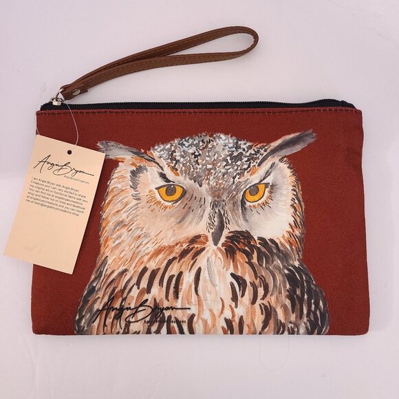 Owl Zipper Pouch Wristlet by Angie Bryan - Picture 2 of 7